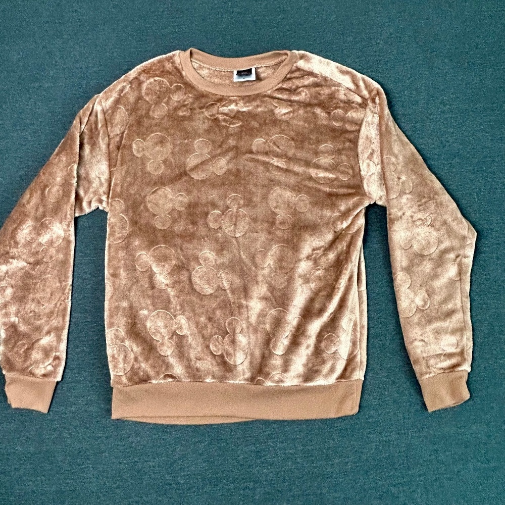Disney Mickey Mouse Imprint Velour/Fur Super Soft Sweatshirt Size Medium